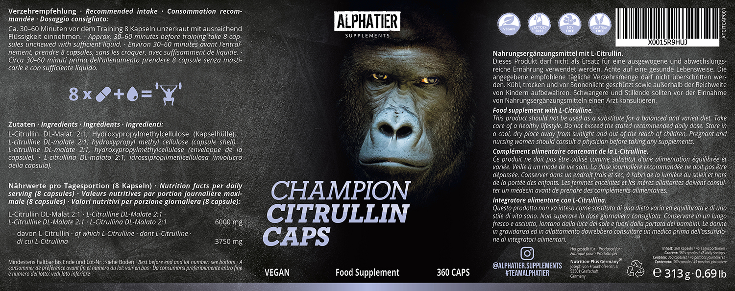 Alphatier L-Citrullin Champion 360 Kapseln